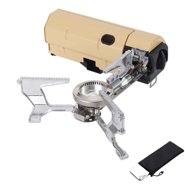Foldable 2600W Camping Outdoor Gas Stove with Storage Bag &amp; Windscreen Set