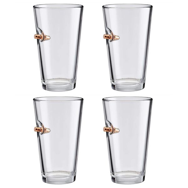 Myso Beer Glass with Bullet - Non-Toxic High-Quality Handcrafted - Set of 4