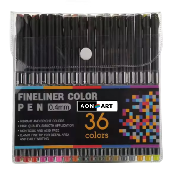 Aon-Art 36pc Creative Fineliner Pens - Coloured Fine Point Pens