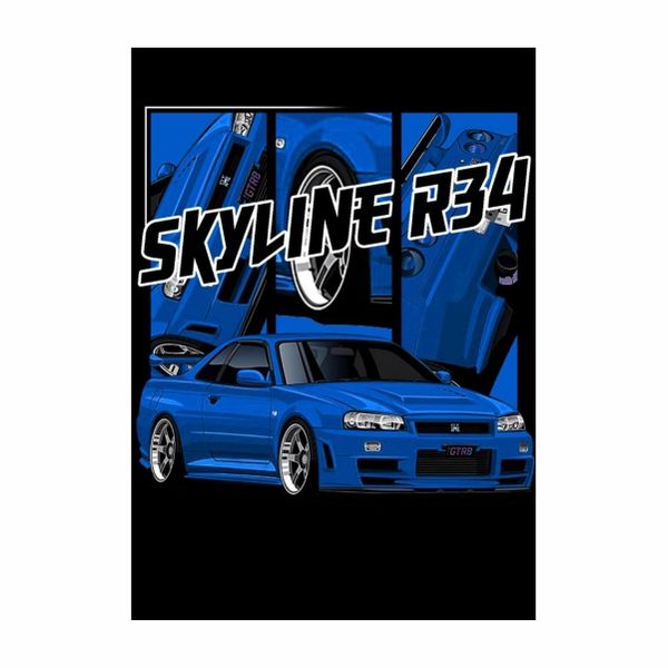 Nissan Skyline R34 Blue - A1 Poster