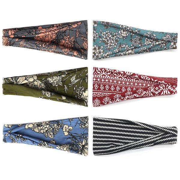 6Pcs Boho Headbands For Women Fashion Wide Headband Yoga Workout Head Bands