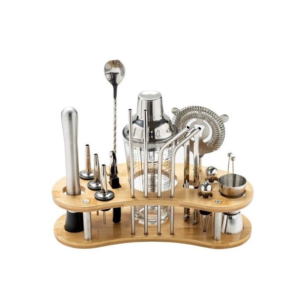 Stainless steel cocktail shaker set, bar cocktail mixing tool set 19pcs