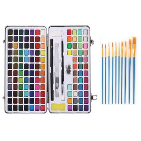Watercolor Paint Set Solid Pearl Paint Set Art Supplies with Brushes