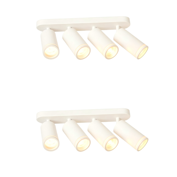 ECOMLIGHT 4 Head GU10 Ceiling Spotlight White 6500K Cool White - 2 Pack