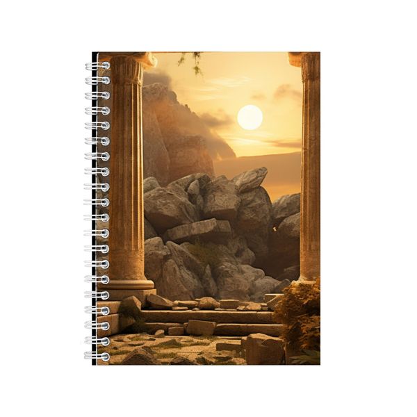 Sun A5 Notebook Spiral Lined Trendy Old Ruins Graphic Notepad Present 182