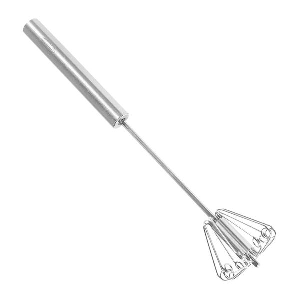 Medium Stainless Steel Hand Push Whisk - Silver