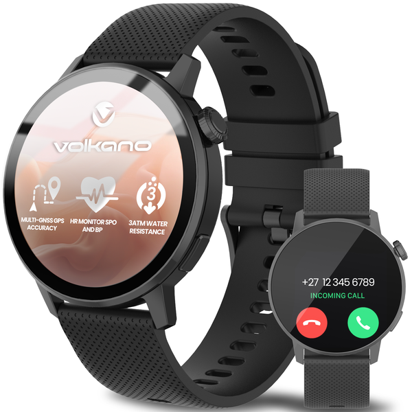 Volkano Orion GPS Smartwatch with Bluetooth Calling &amp; AMOLED Display- Black