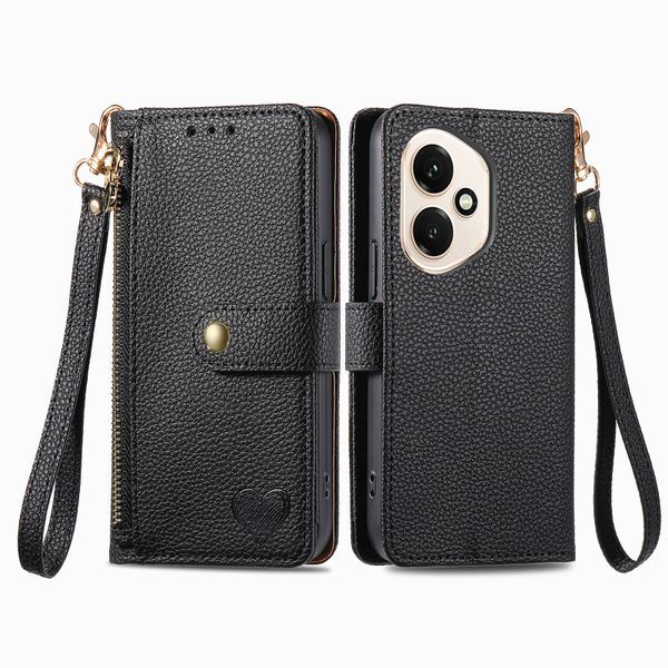 RFID Zip Leather Wallet Case Compatible With Honor 400 Lite Cover