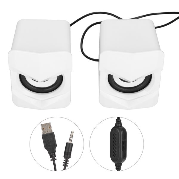 USB Wired Computer Speaker Mini Multimedia Desktop Speaker White