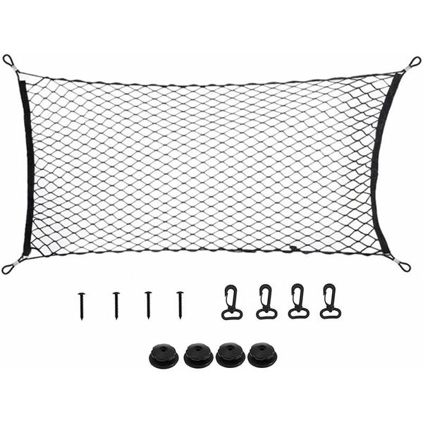 Car Trunk Universal Storage Elastic Luggage Net with 4 Hooks - 120x70cm