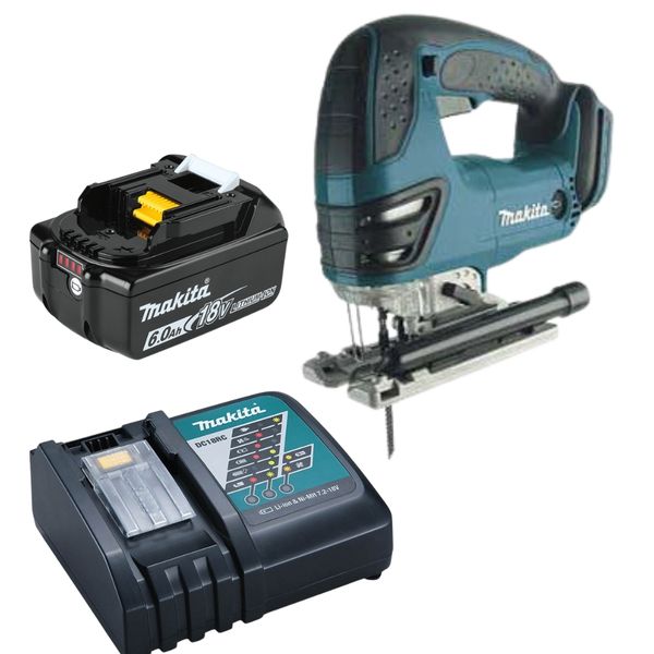 Makita - Cordless Jig Saw (DJV180ZK) with 6.0Ah Battery and Charger