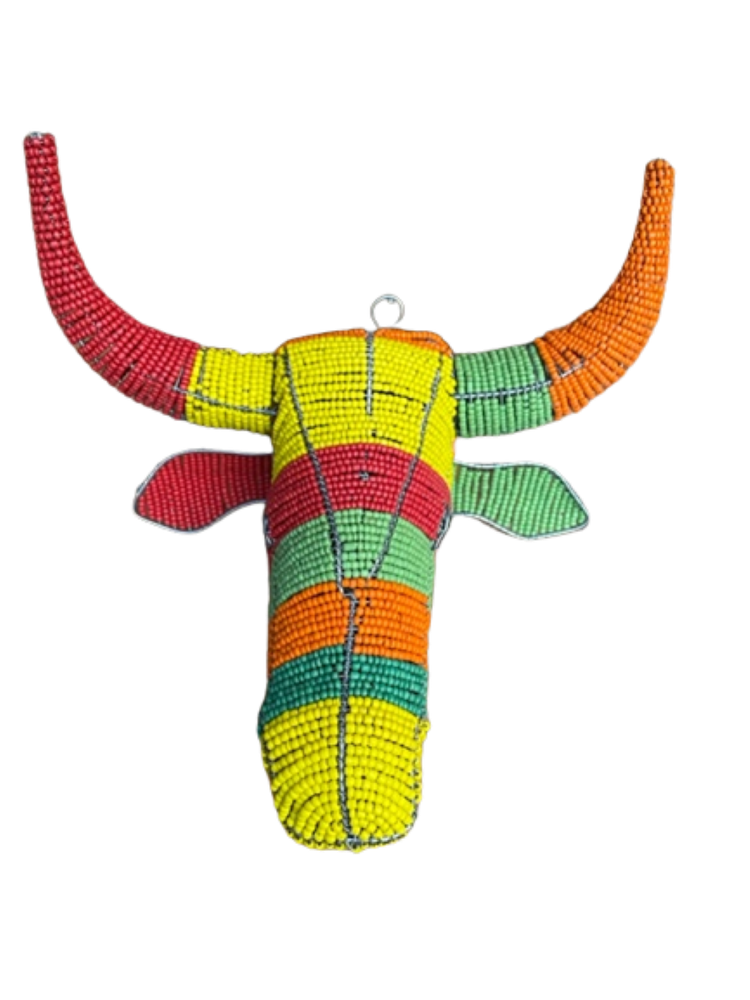 Bead and Wire Multi-Colour Nguni Cow Head - Wall Decor Art Handmade ...