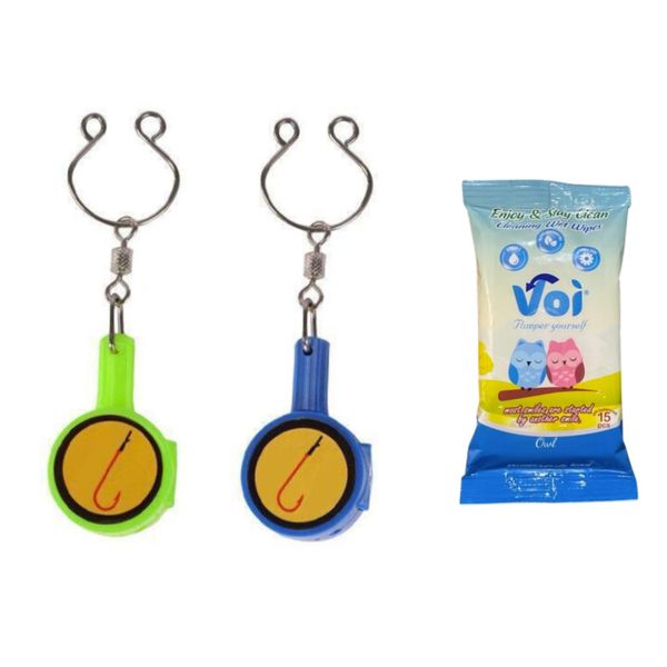 Multifunctional Hook, Swivel And Knot Tying Device With Fishing Wipes