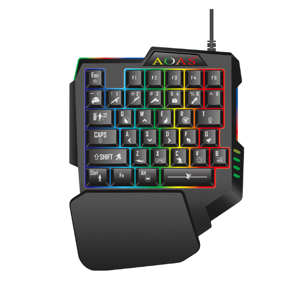 One-Handed Gaming Keyboard - Colored Light