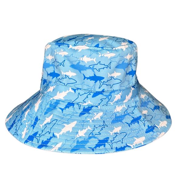 Kids Bucket Sun Hat Blue Sharks
