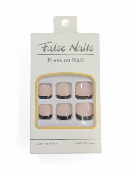 Press on Toenails for Women, Short French Tip Fake Toe Nails, Solid Square