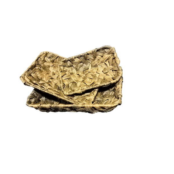 Rattan Straw Serving Trays- Set of 3