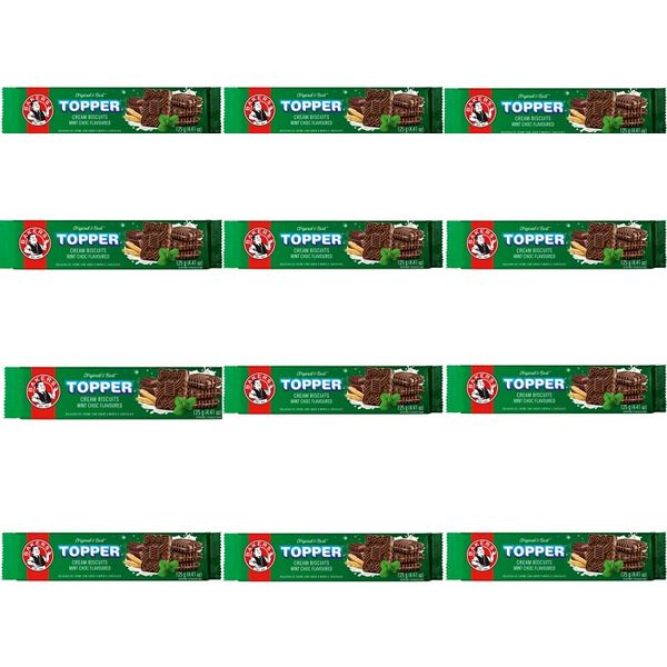 Topper Cream Biscuits Mint Choc Flavoured 125g (Pack of 12)
