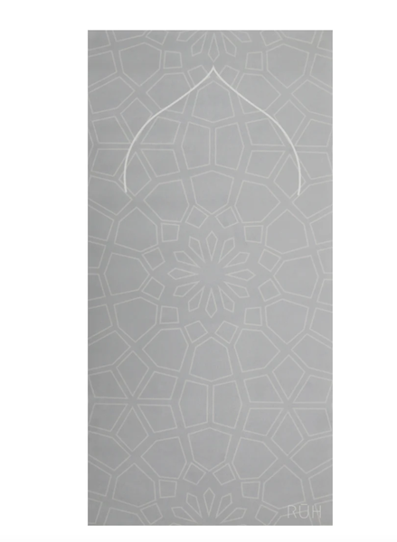Luxury Suede Prayer Mat with Natural Rubber Base-Qibla Grey by Ruh Musallah