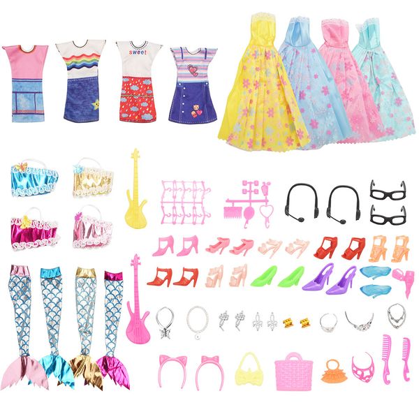 Playful Panda 64 Piece High-End Fashion and Accessories for Dolls