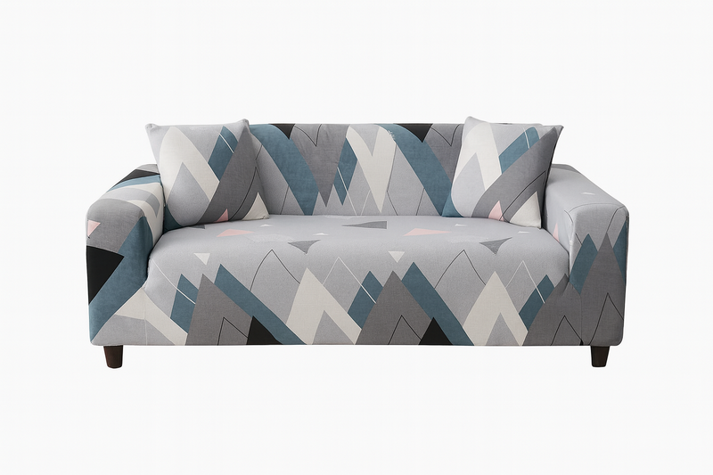 Stylish and Decorative Elastic Couch Covers - Grey with Triangles
