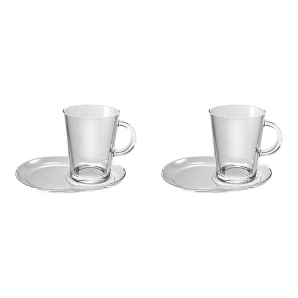 Tribeca Mug &amp; Plate Set Glass - 4 Piece