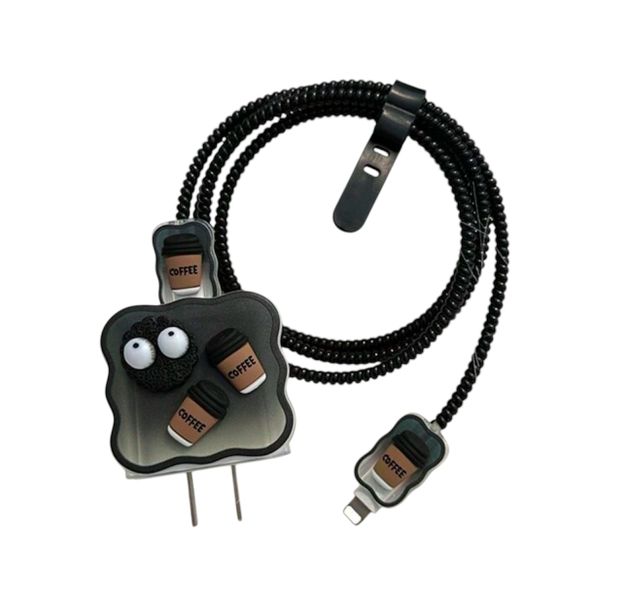 5pcs/Set 3D Coffee charger Protective Cover Compatible With Charger cable