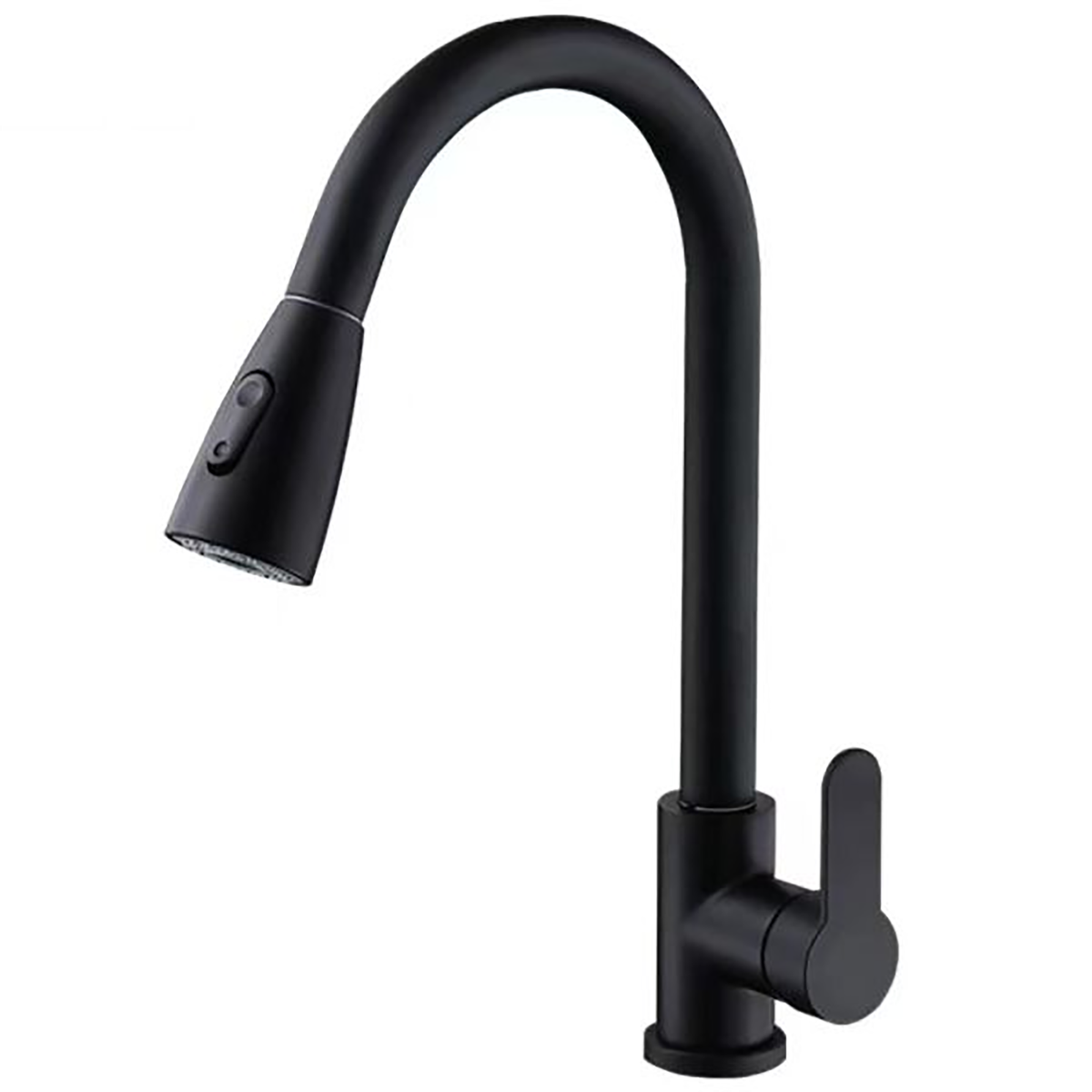 Kitchen Tap Mixer with Self-Retracting Pullout Faucet - Black