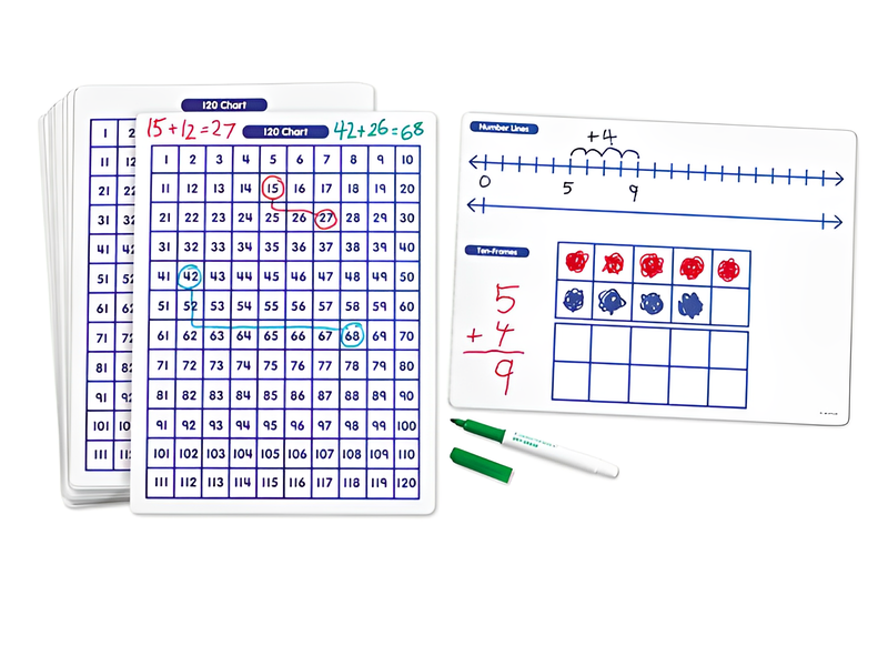 Building Math Skills Write &amp; Wipe Board - Set of 30