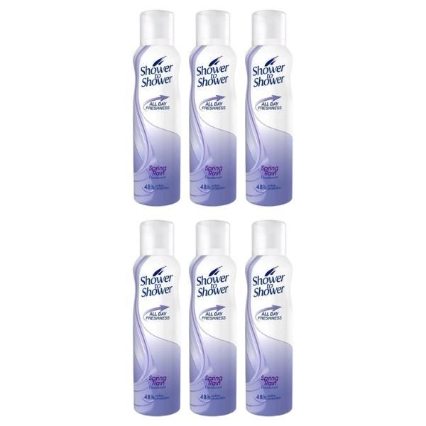 Shower To Shower - Ladies Deodorant/Spray 150ml - Spring Rain - Pack of 6