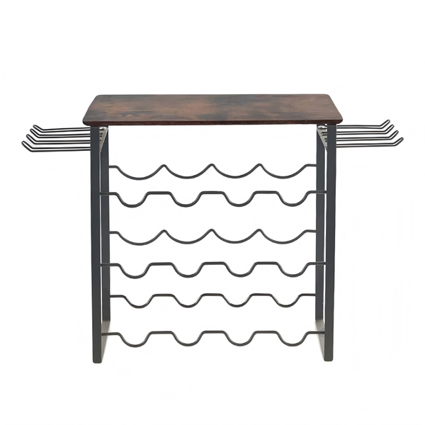 Black 3-Tier Wine Rack Wooden Top 12 Bottle