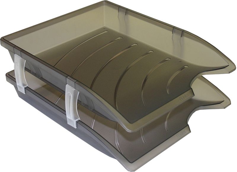 Bantex Optima Letter Tray Set with 4 risers Smokey Grey