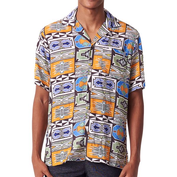 Holmes Brothers-Mens-Indebele Hawaiian Ss Woven Shirt-Multi Colour