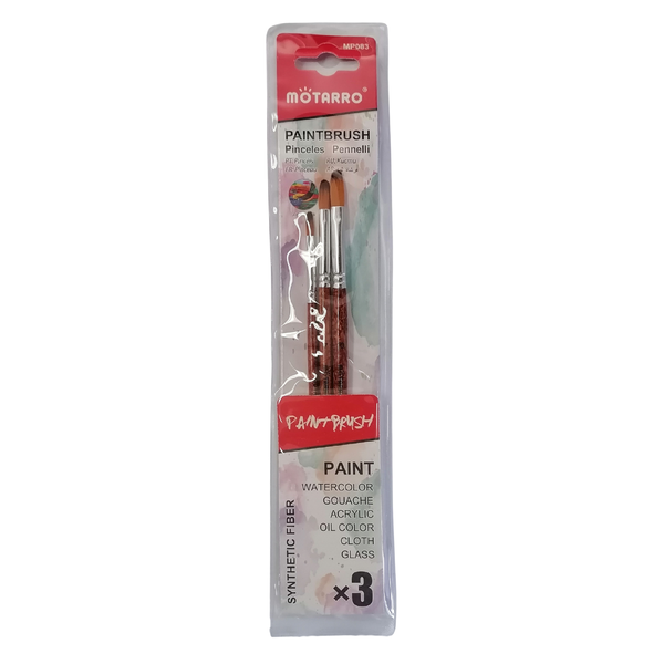 Motarro Paint Brushes - 3 Piece Set - Dark Brown