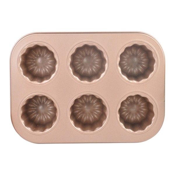 6 Cavity Cannelés Dessert Cake Mold - Rose Gold