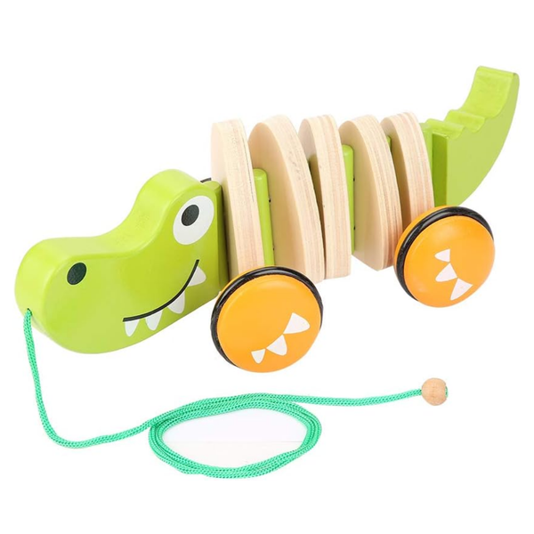 Crocodile Pull Toy Wooden Pull-Out Toy or Quick Development