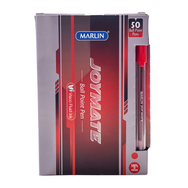 Marlin - JOYMATE 1.0 Medium Transparent Ballpoint Pens Box Of 50 - Red