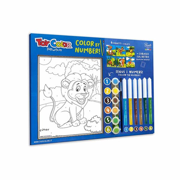 Toy Color - Paint By Numbers Set for Kids - 6 Pictures, Tempera &amp; Markers
