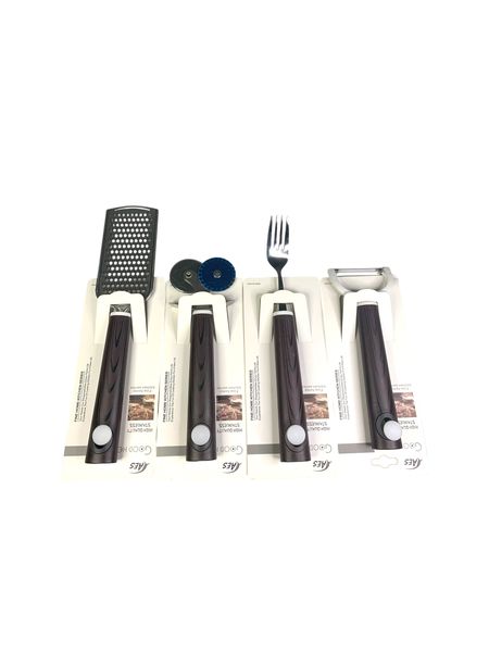 4-Piece Kitchen Tool Set - Grater, Tin Opener, Fork &amp; Potato Peeler