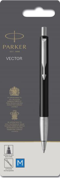 Parker Vector Ballpoint Pen - Black Barrel Chrome Trim
