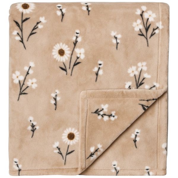 King Plush Blanket 274cm - Brown Floral