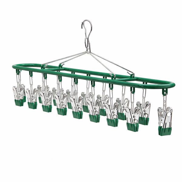 18-Clip Hanging Laundry Drying Rack - Green