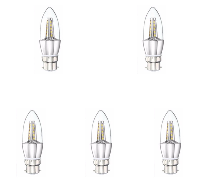 5 Pack - 3W LED Corn Candle Bulb B22 Cool White