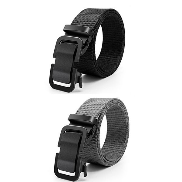 Men's Automatic Metal Buckle Nylon Canvas Belt 2-Piece Set