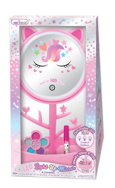 Caticorn LED Light-Up Mirror &amp; Cosmetics Set by Hot Focus