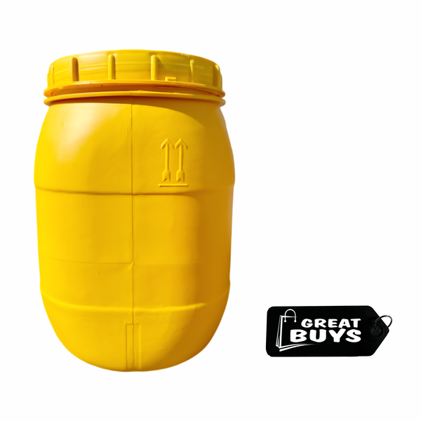 30 Litre Open Head/Top Screw Storage Drum - Yellow &amp; Keyring