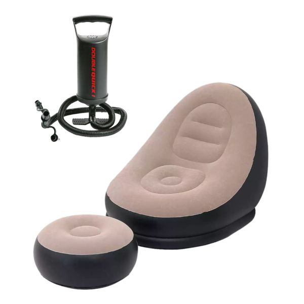 Single Seater Inflatable Sofa &amp; Foot Rest + Double Quick Pump