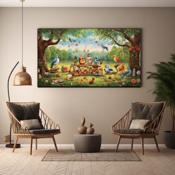 Canvas Wall Art - Feathered Friends Picnic - BK0140