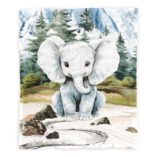 Cute Woodlands Elephant Minky Blanket