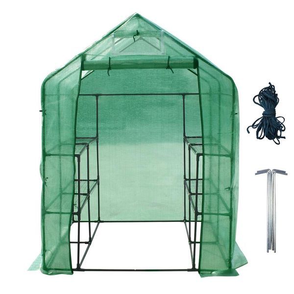 Walk-in Greenhouse -2 Tier 8 Shelves